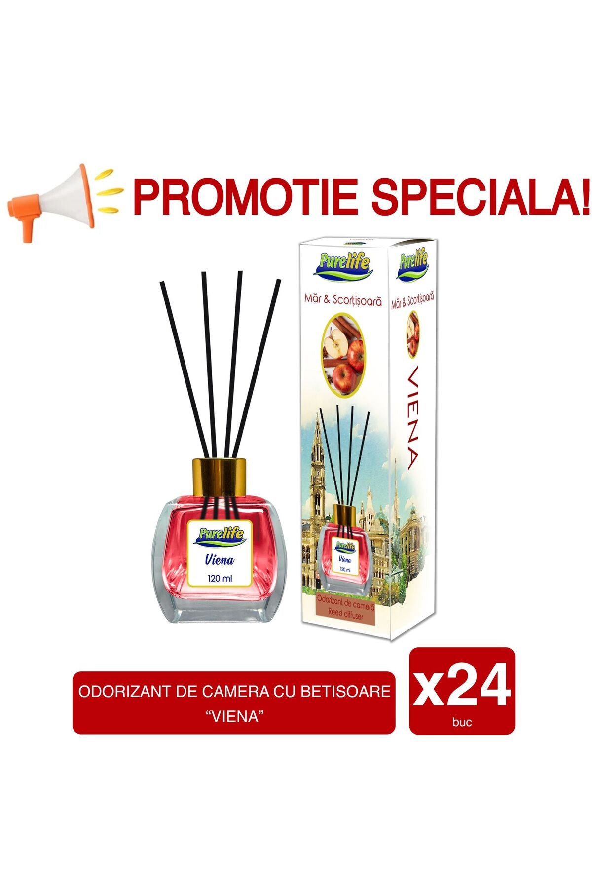 Reed Diffuser 120ml - Vienna Apple & Cinnamon (Apple & Cinnamon) 24x