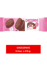 Paradise CHOCO PAYE – Biscuiti cu Marshmallow, Cocos si Glazura Capsuni – 216g x 12