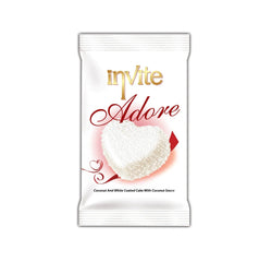 INVITE ADORE - Prajitura cu glazura alba si fulgi de cocos 50g x 24 bucati
