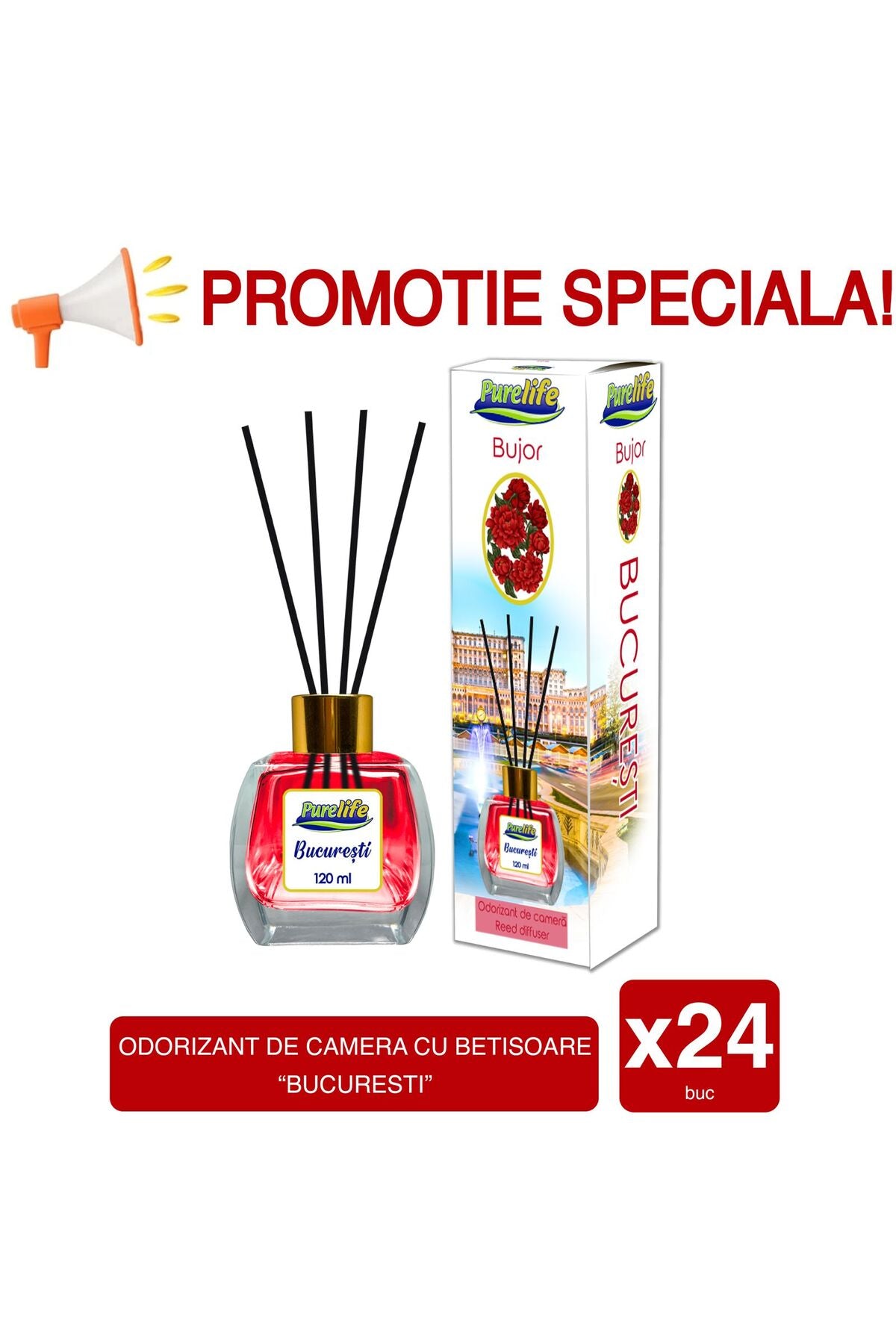 Reed Diffuser 120ml - Bucharest Peony 24x