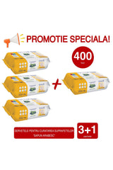 Extra Large Surface Cleaning Wipes with Bicarbonate & Herbal Soap - 400 Wipes (4 x 100 Pack Promo Set)
