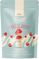 Toscani Premium Căpșuni Liofilizate Încrustate în Ciocolată Albă (80g) – Delicatesă Gourmet cu Fructe și Dulciuri