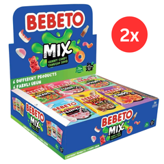 BEBETO Mix 18g – 2 x Cutie 36 Bucăți, 6 Arome Asortate (Ursuleți, Cola, Fructe, Inimi)