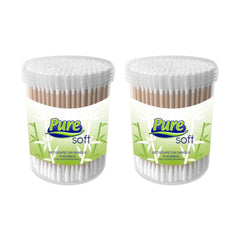 Pure Soft Bețișoare Igienice Bambus – 2 x 200 Bucăți - Friendly, Biodegradabil, Cutii Igienice