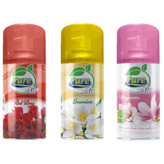 PureAir Odorizant cameră 210ml – Set 3 Arome: Trandafir Roșu, Iasomie, Magnolie