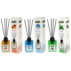 PureLife Odorizant de cameră cu bețișoare – 120 ml, Set 3 arome (Mango, Briza Mării, Mentă)