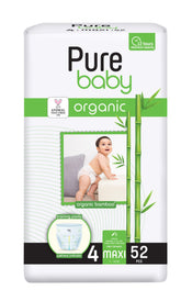PURE BABY Organic Bamboo scutece Nr. 4 maxi (7-16 kg), 52 buc
