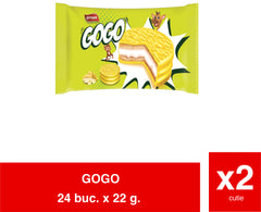 GOGO - Biscuiti sandwich cu glazura de banane si crema mashmallow 22g x24