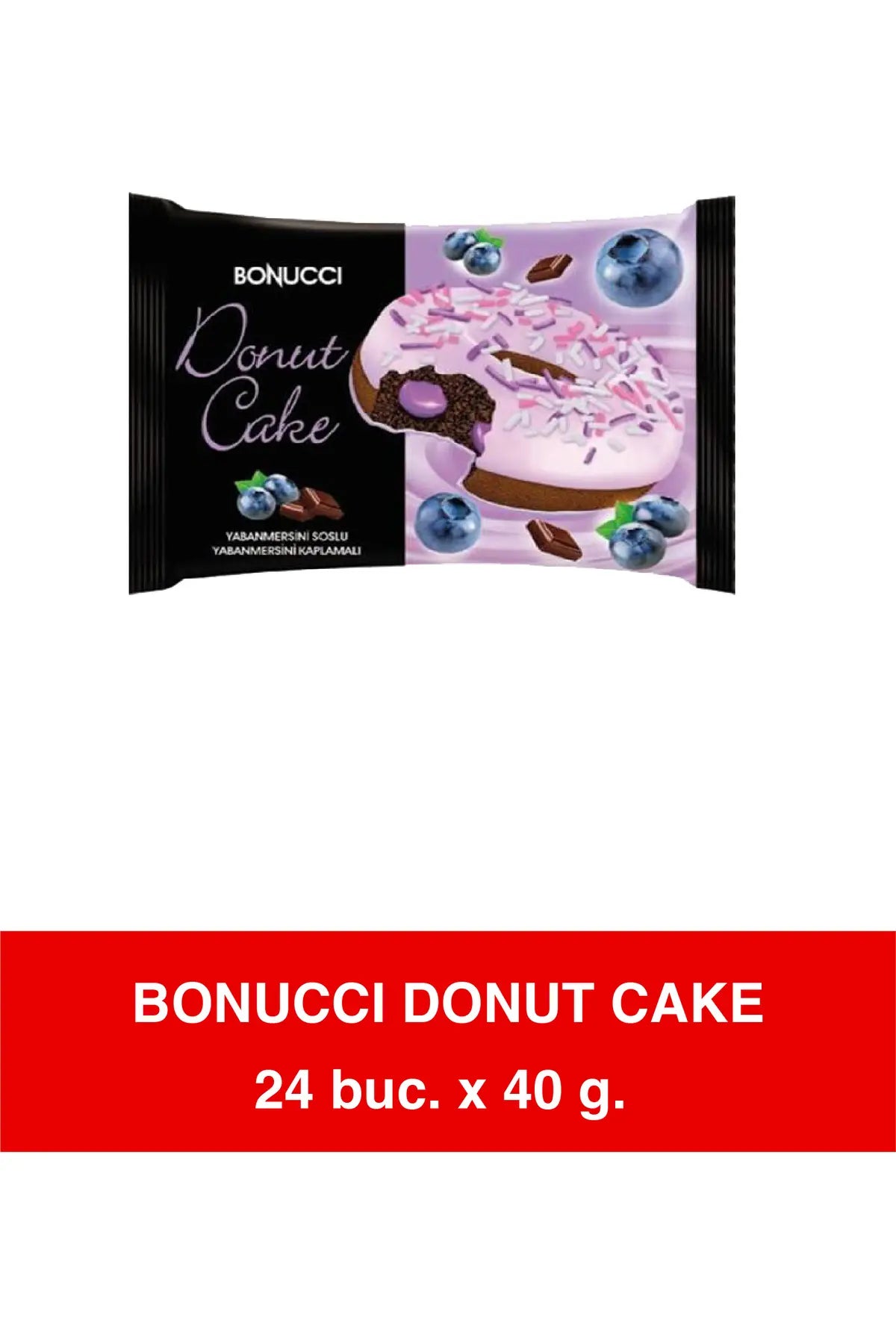 Bonucci Prăjitură tip gogoașă cu sos de afine, gogoașă moale tip burete, 24 pachete x 40g