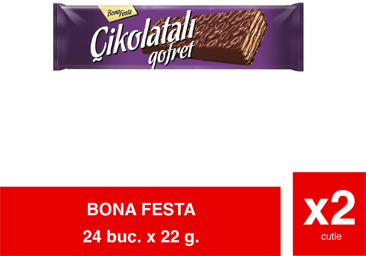 BONA FESTA CIKOLATALI - Napolitana cu glazura ciocolata 22g xx24