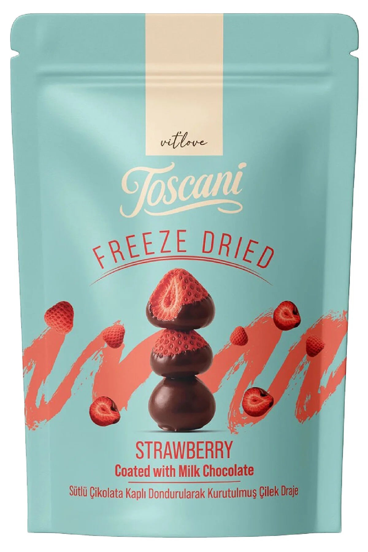 Toscani Premium Căpșuni Liofilizate Încrustate în Ciocolată (80g) – Gustare Gourmet cu Fructe și Ciocolată