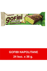 Bonucci Gofibi Napolitan Stil Dubai Napolitană cu ciocolată și fistic, Gustare crocantă cu nuci, 24 pachete x 36g