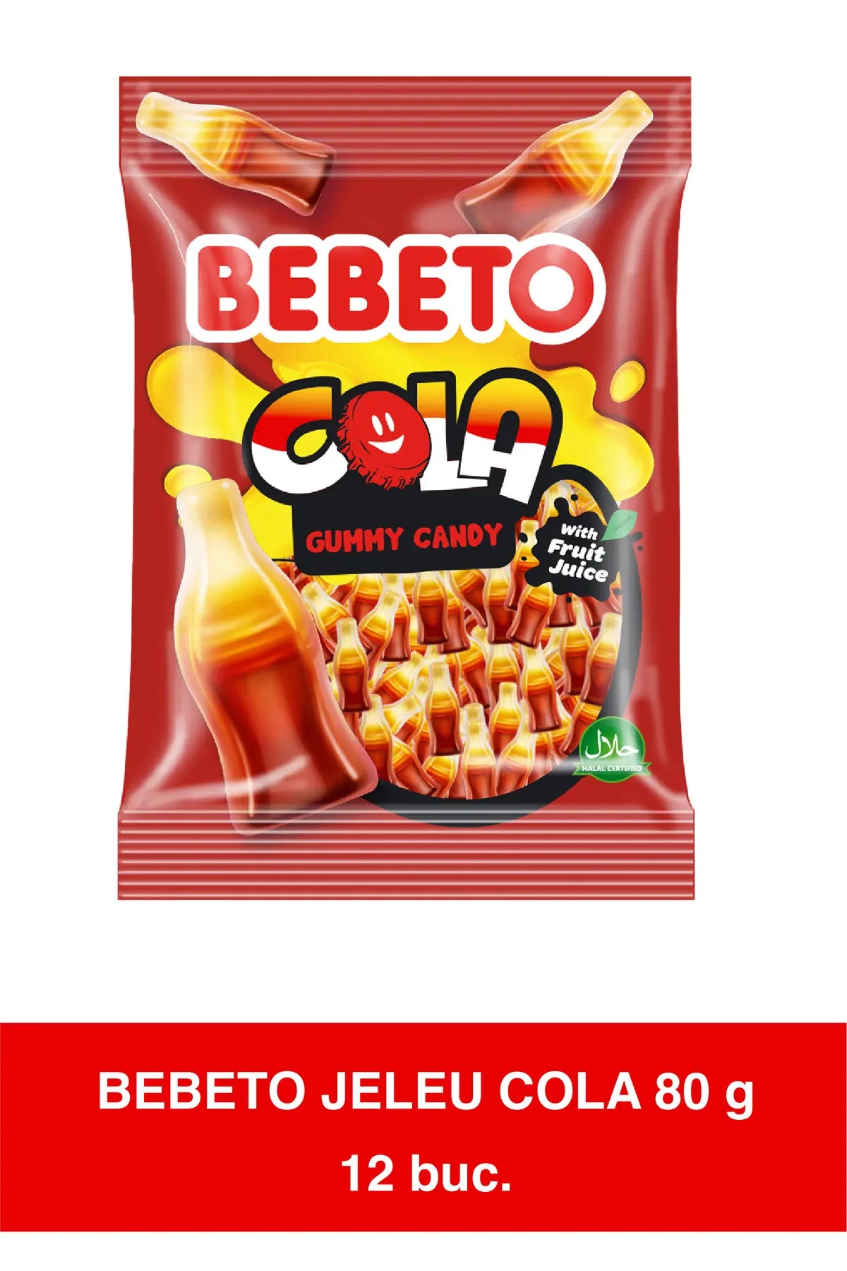 Jeleuri în formă de sticlă de Cola, moi și elastice, 12 pachete x 80g