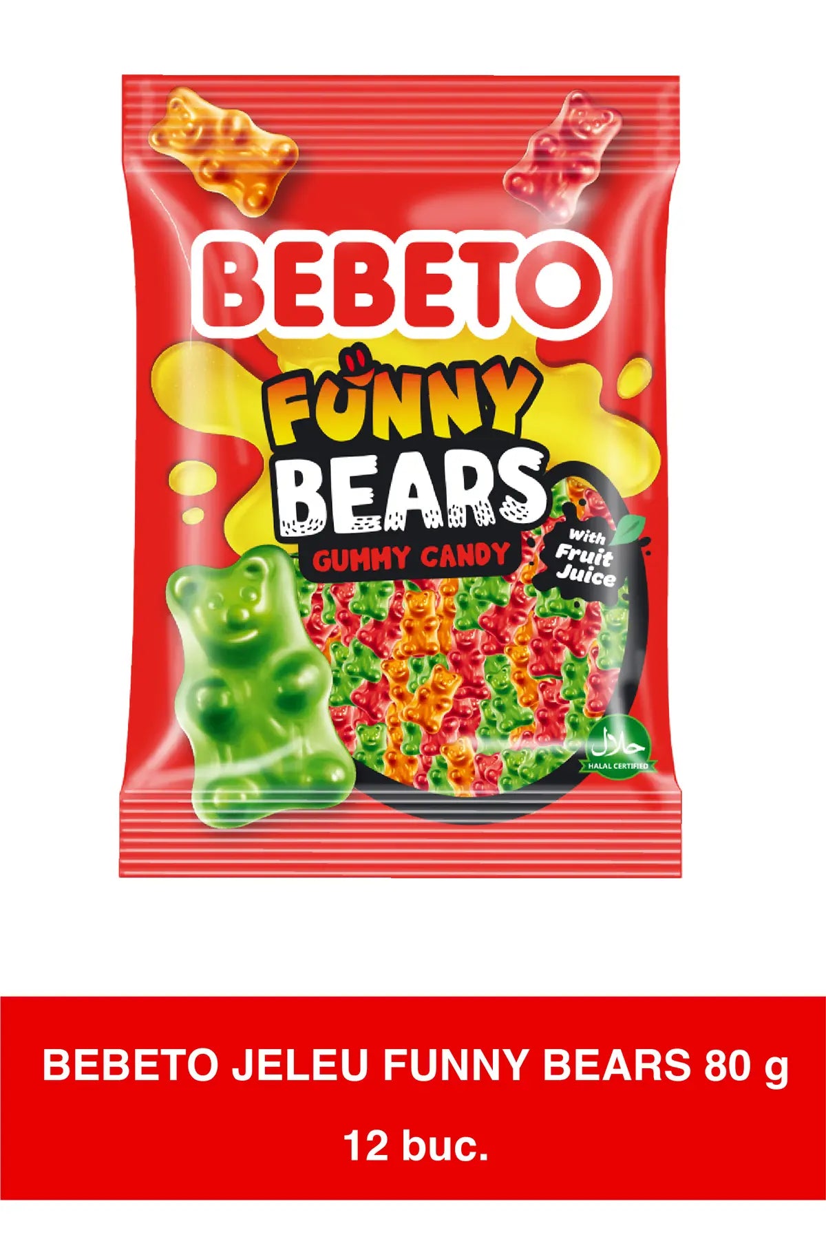 Jeleuri Amuzante cu Urși, Arome Asortate de Fructe, 12 Pachete x 80g