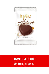 INVITE ADORE – Prajitura cu glazura de ciocolata si sos ciocolata 45 gr x  24 bucati