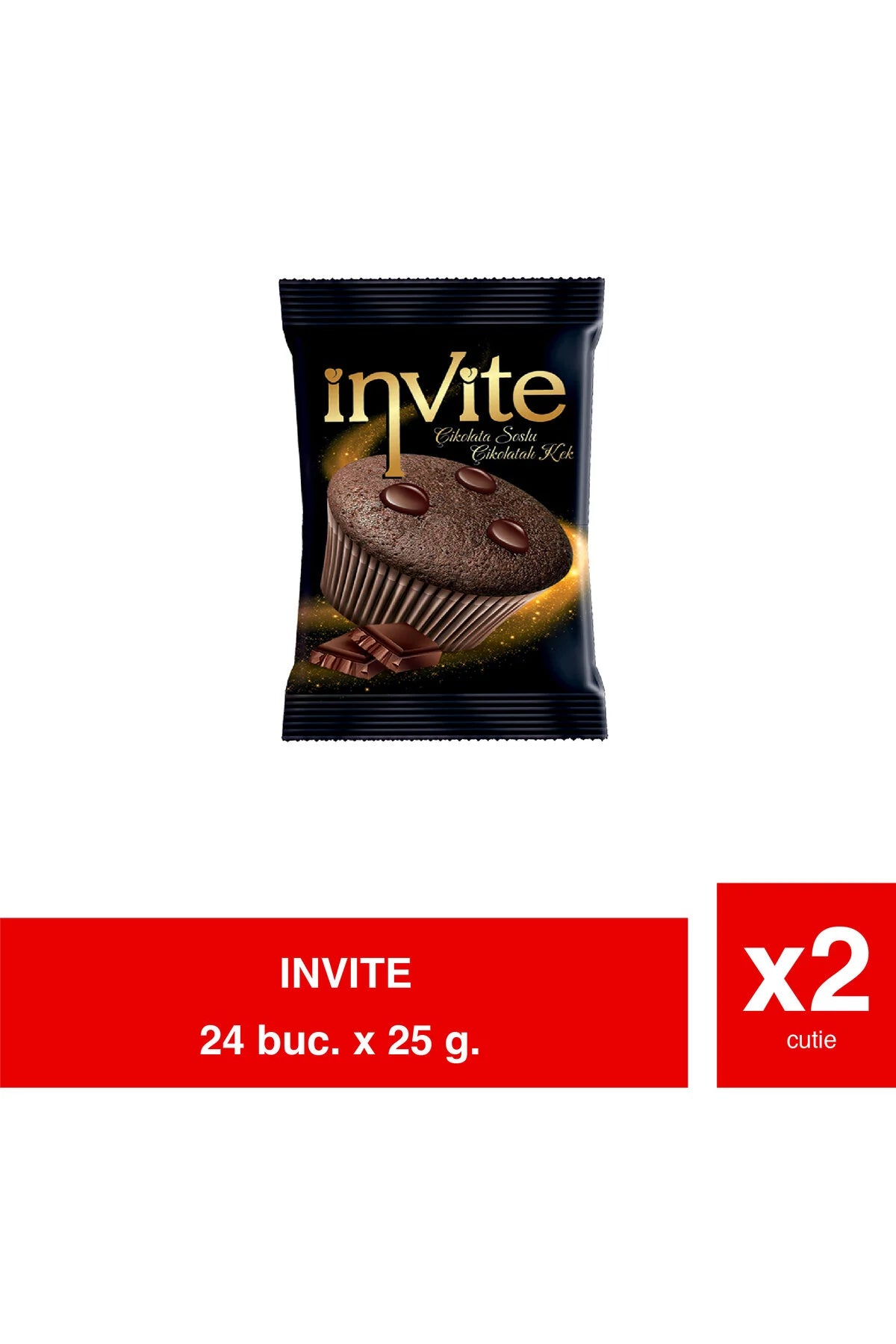 INVITE CAKE – Briose cu Cacao si Crema de Cacao – 25g x 24 x 2 Pachet