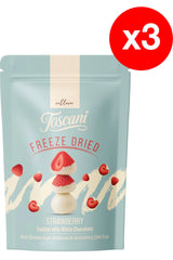 Toscani Premium Căpșuni Liofilizate Înghețate în Ciocolată Albă – Multipack 3x80g (240g Total)