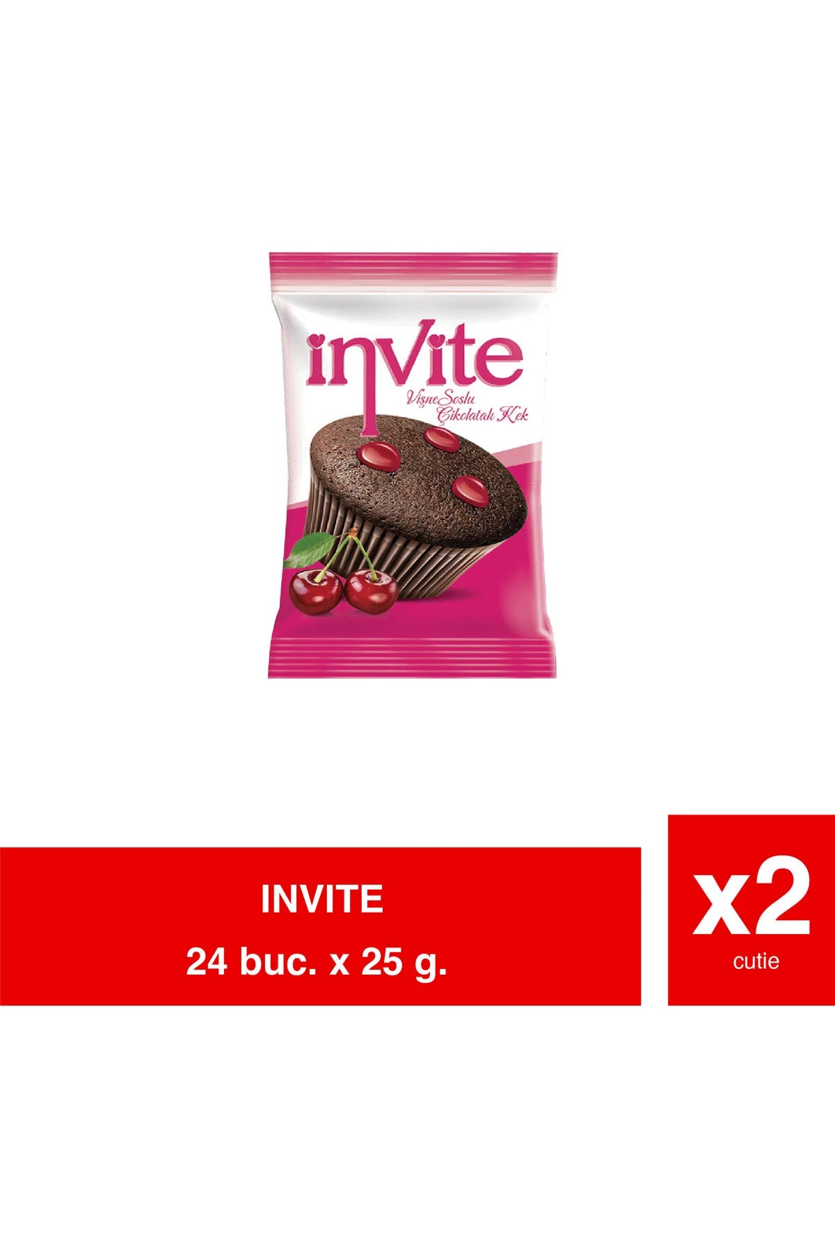 INVITE CAKE – Briose cu Cacao si Crema de Cirese – 25g x 24 x 2 Pachet