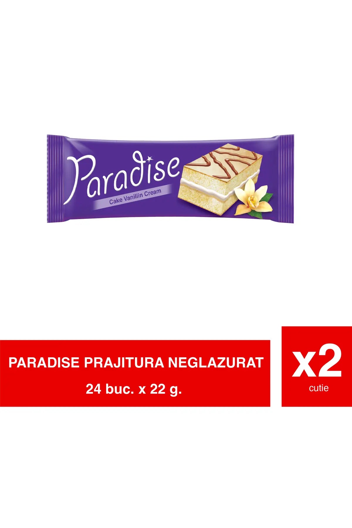 Paradise – Prajitura Neglazurata Cu Crema De Vanilie – 22g x 24 x 2 Pachet