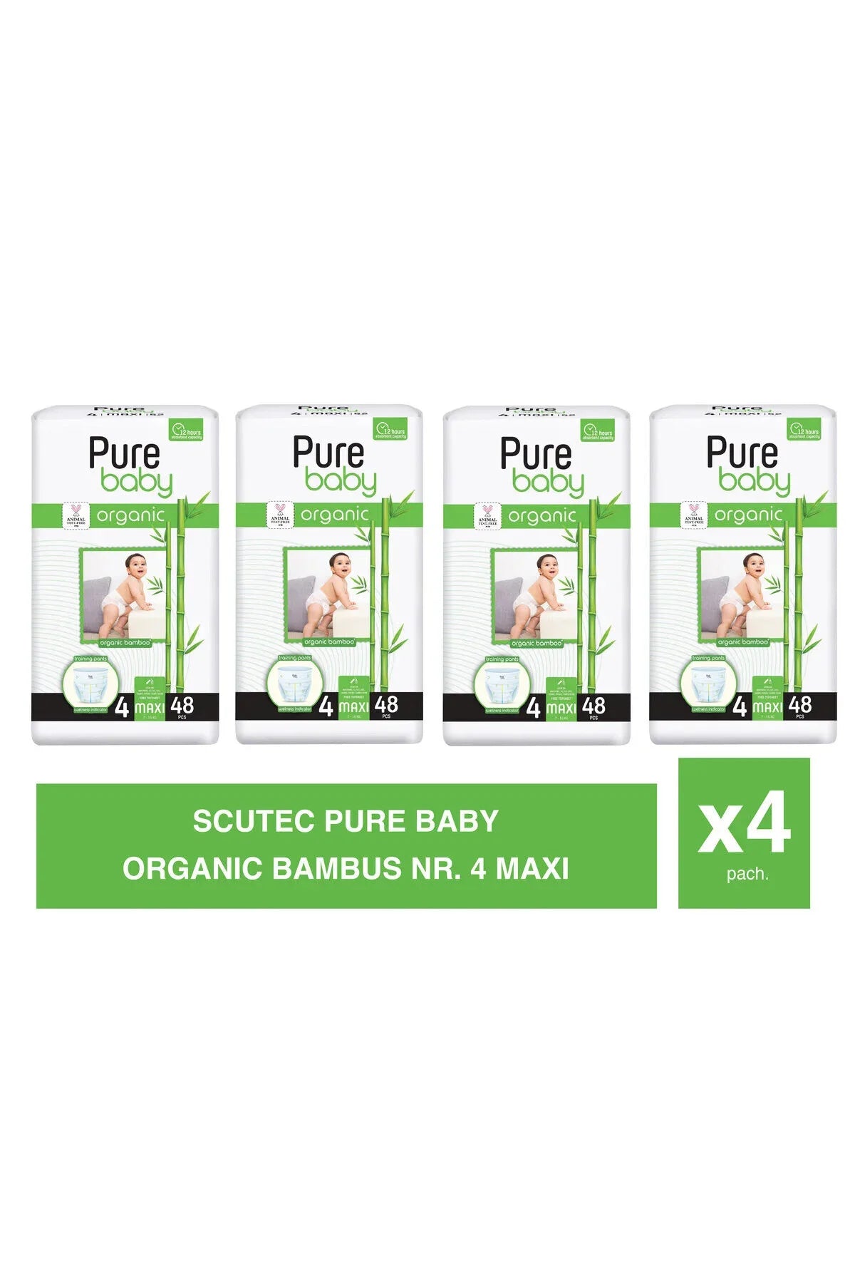 PureBaby Set of 4× Bamboo Diapers No. 4