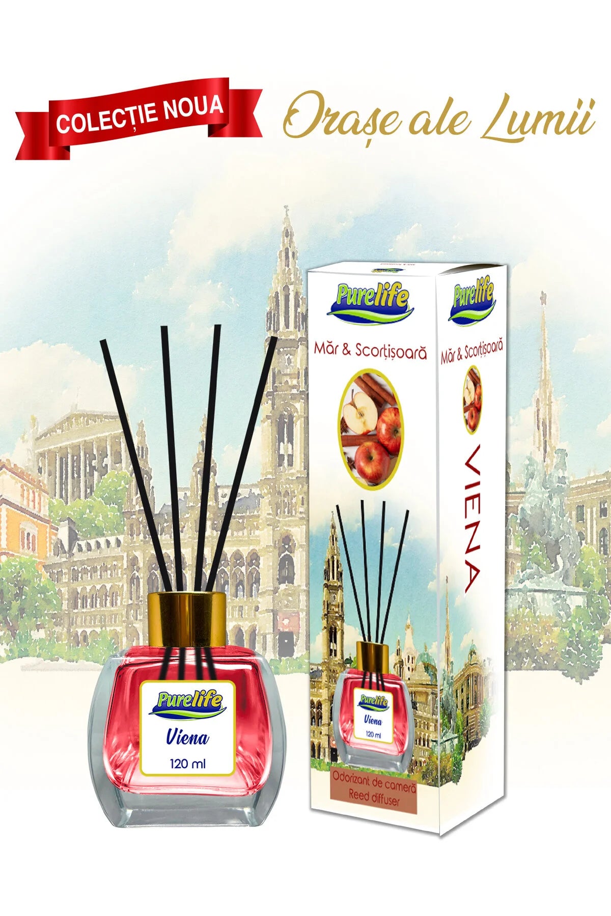 Parfum de cameră Pure Life Vienna cu măr și scorțișoară 120 ml