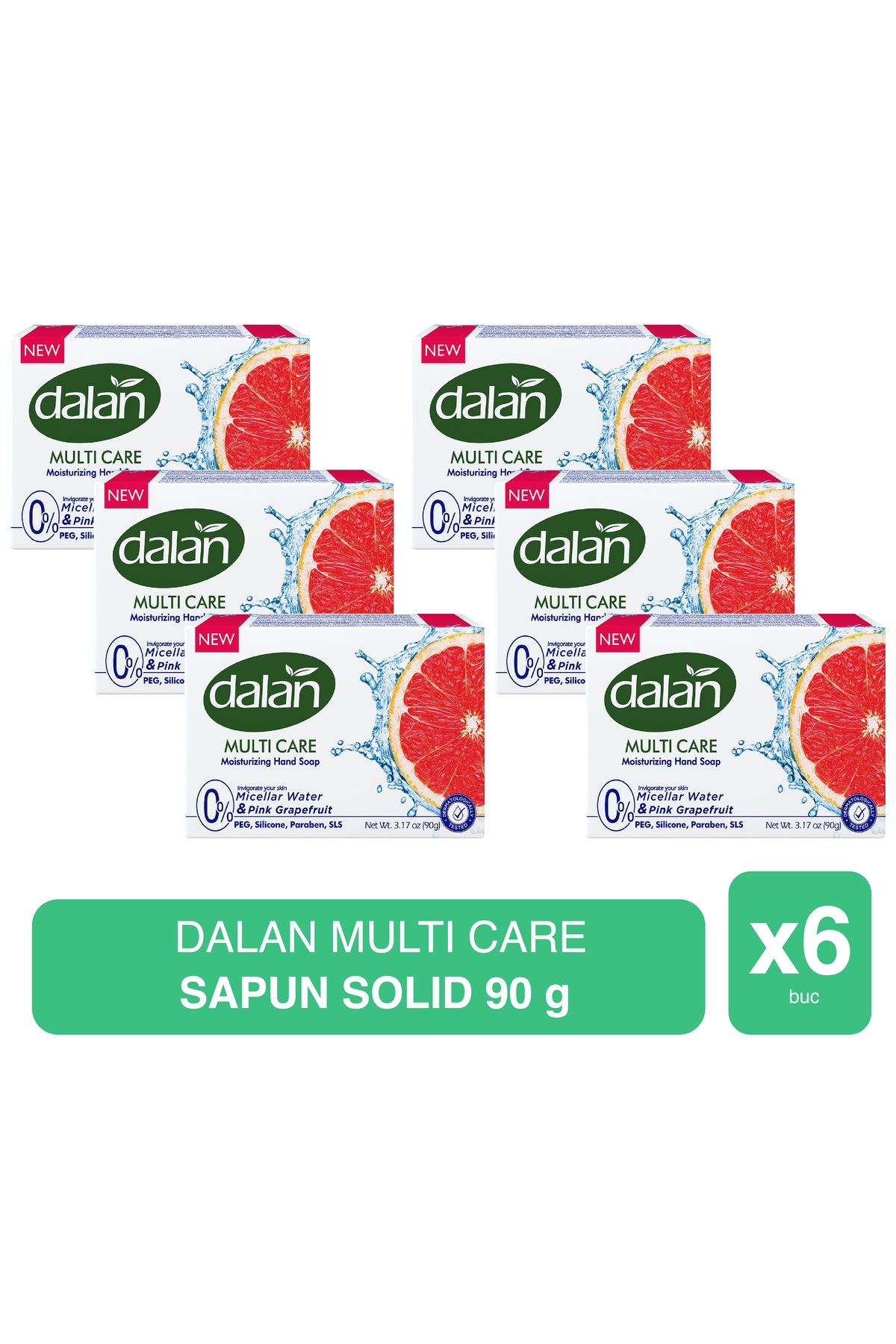 Multi Care – Solid Soap with Pink Grapefruit Extract – 90g x 6