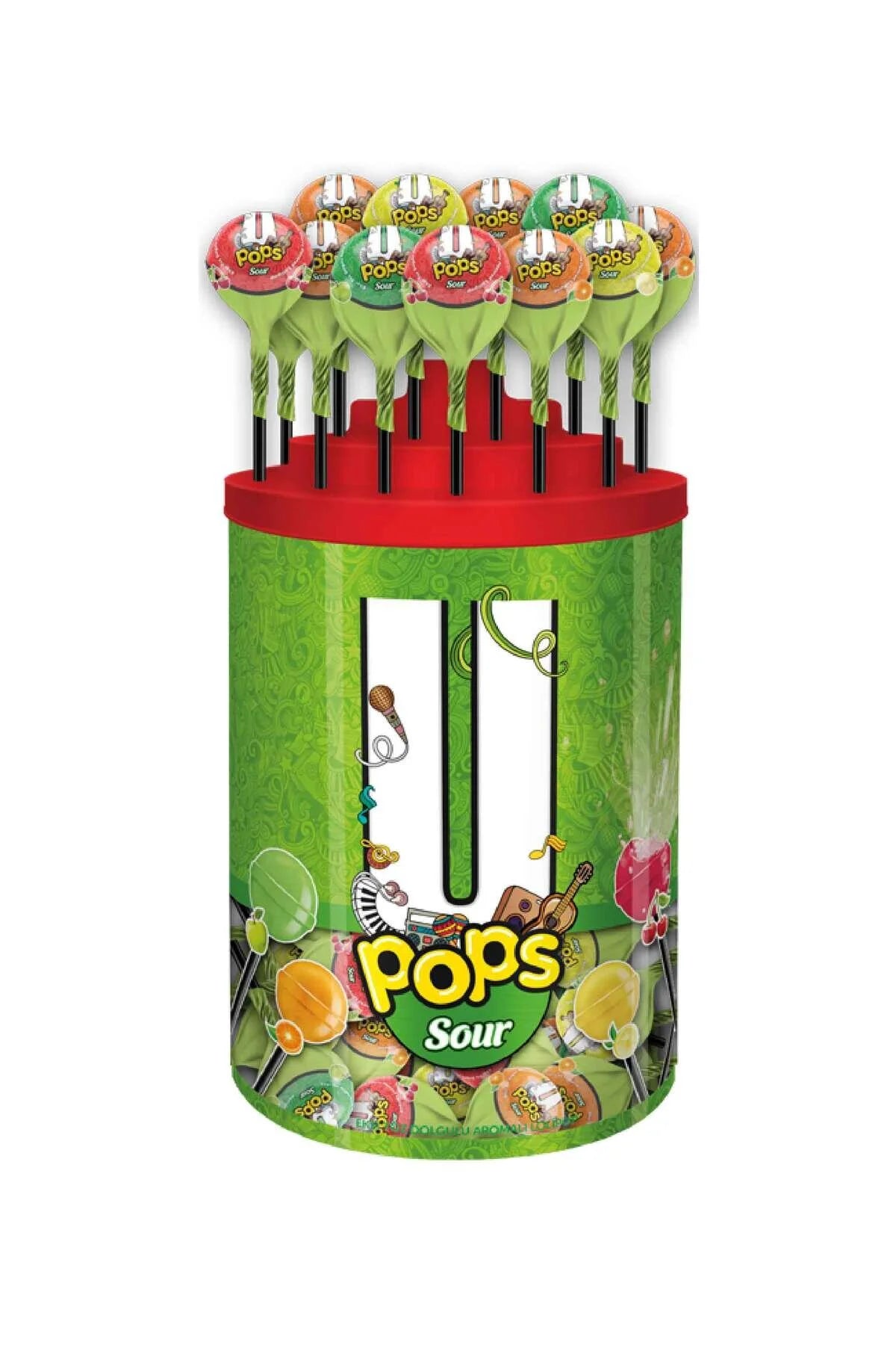UPOPS SOUR – Acadele cu pudră acrișoară și arome fructate 16g x 100 bucăți