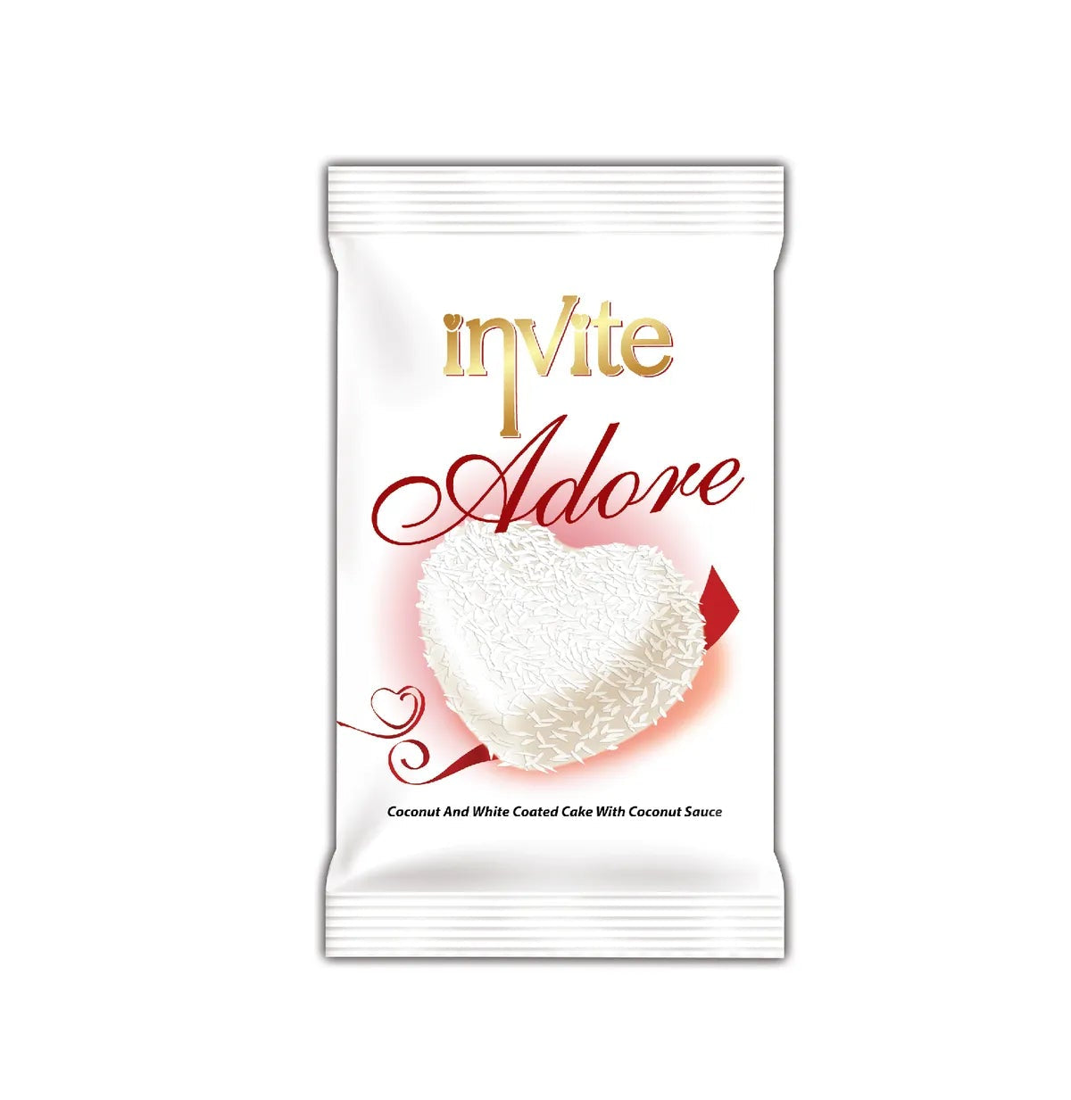 INVITE ADORE – Prajitura cu glazura alba si fulgi de cocos 50g x 24 bucati