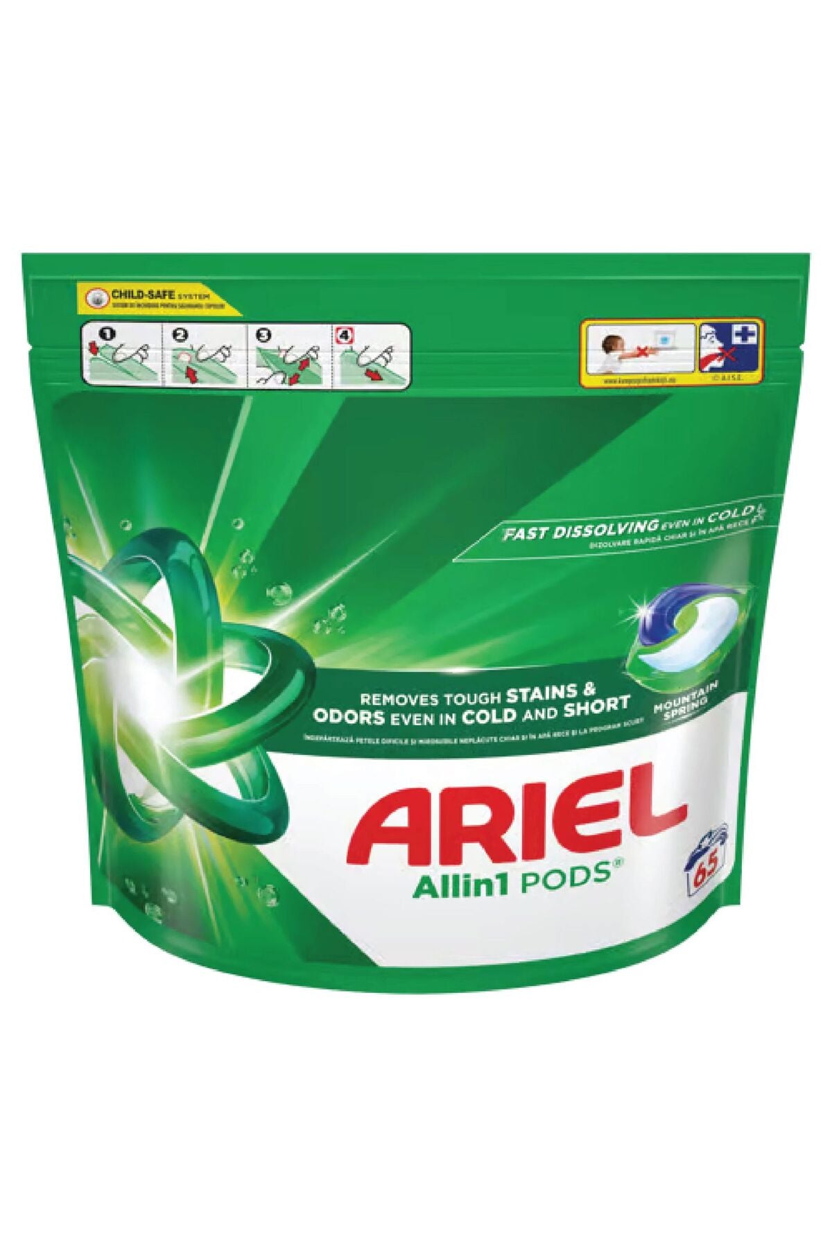 Mountain Spring All-in-1 Pods Laundry Detergent Capsules - 195 Washes (3 x 65 Pack Mega Pack)