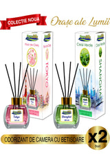 Set de parfumuri de cameră Pure Life Tokyo Cherry Blossom și Shanghai Green Tea 2 x 120 ml