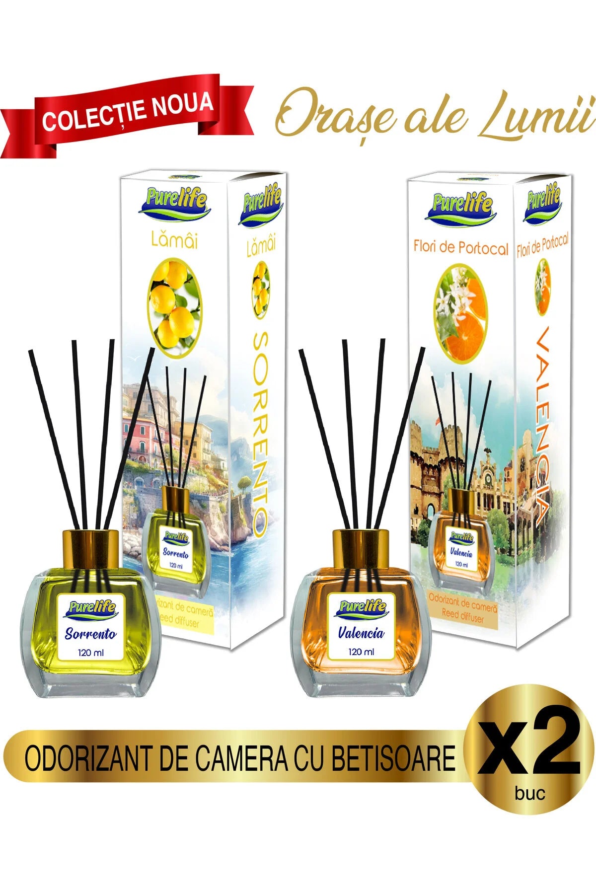 Set parfum de cameră Pure Life Sorrento Lemon & Valencia Orange Flowers 2 x 120 ml