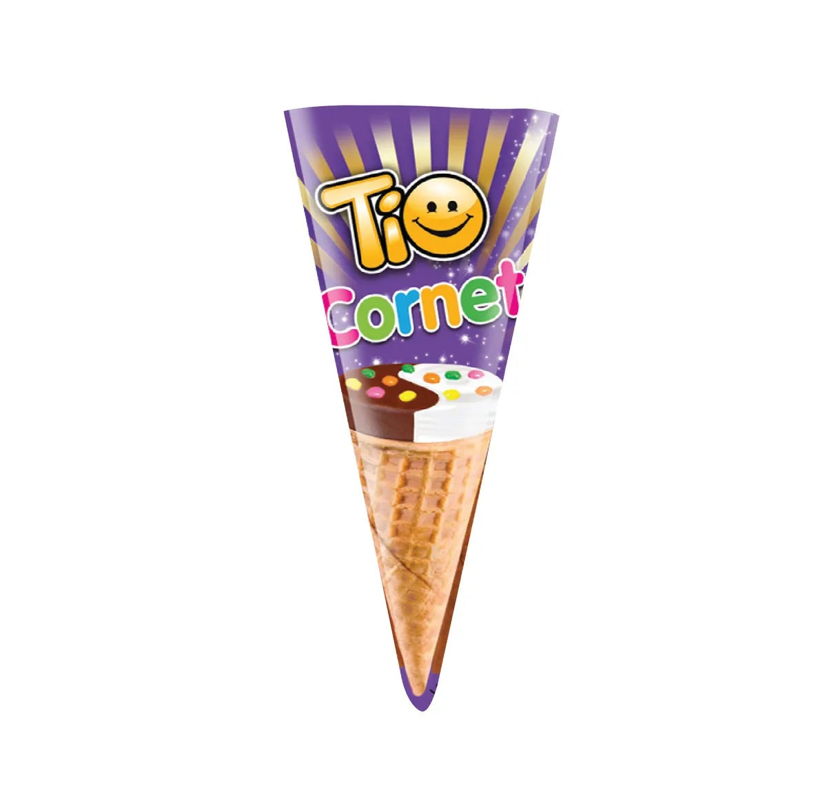 Tio CORNET – Napolitane cu Crema de Alune, Vanilie si Drajeuri Colorate – 25g x 24