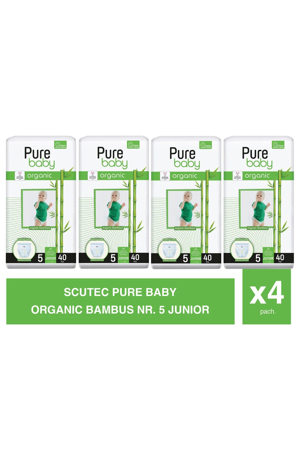 PureBaby Set of 4× Bamboo Diapers No. 5