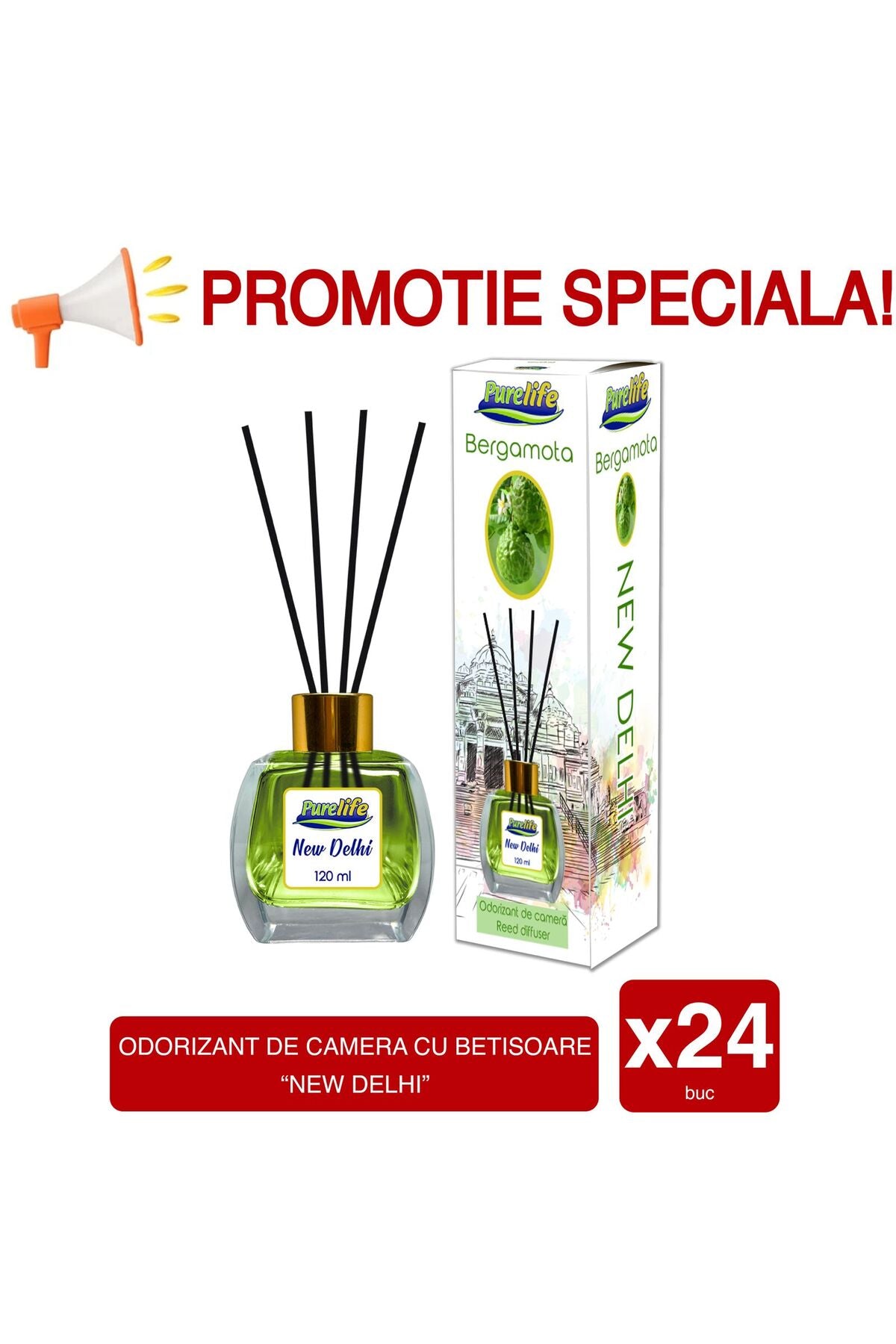 Reed Diffuser 120ml - New Delhi Bergamot 24x