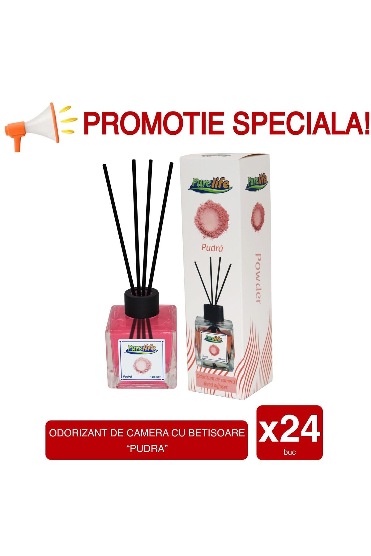 Reed Diffuser 120ml - Pudră (Powder) 24x