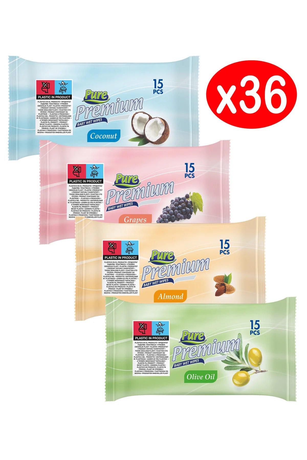 Baby Premium Pocket Wipes, 36 packs/box