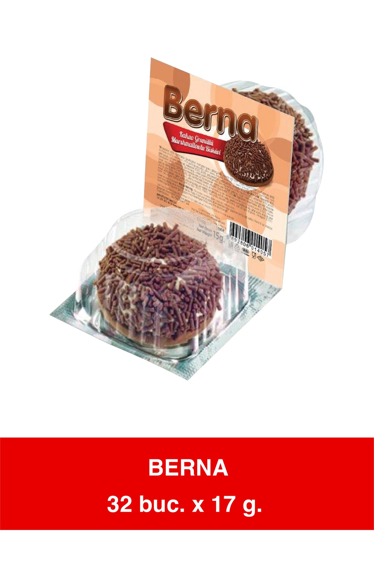 Berna Puf – Biscuit with Marshmallow and Cocoa Sprinkles – 17g x 32