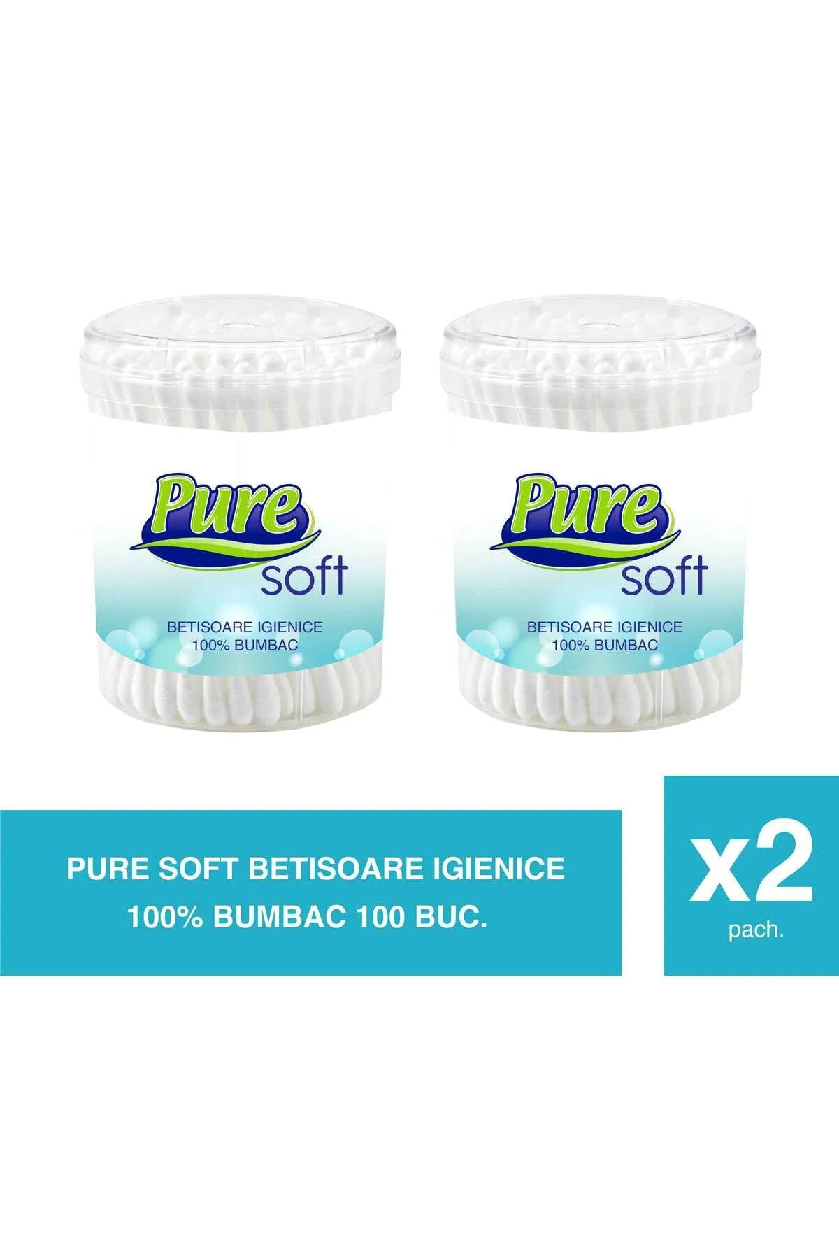 Soft – 100% Cotton Buds with Push-Up Opening – 100 pcs x 2 Packs
