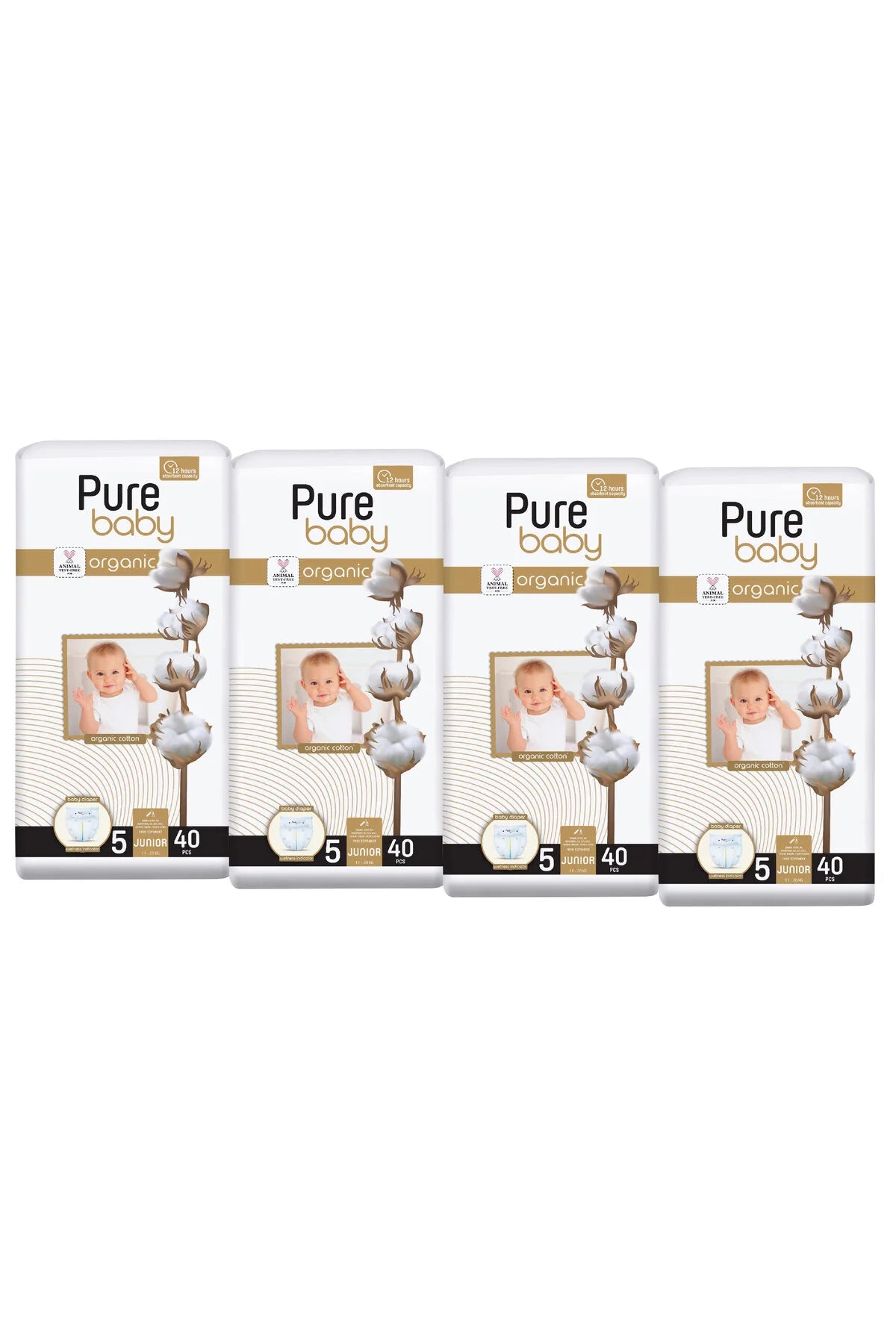 PureBaby Set 4× Cotton Diapers No. 5