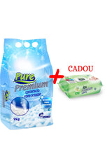 Detergent Pudră 9kg White + Șervețele 64 buc Ulei Măsline Cadou