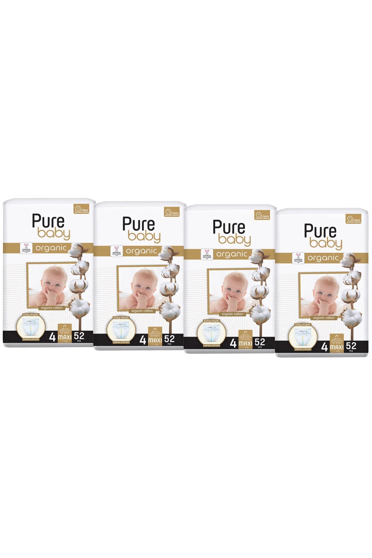 PureBaby Set 4× Cotton Diapers No. 4