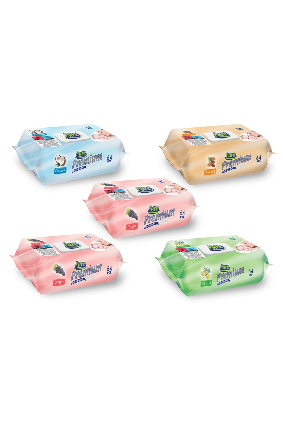 Pure Șervețele Umede – 64 Bucăți x 5 Pachete