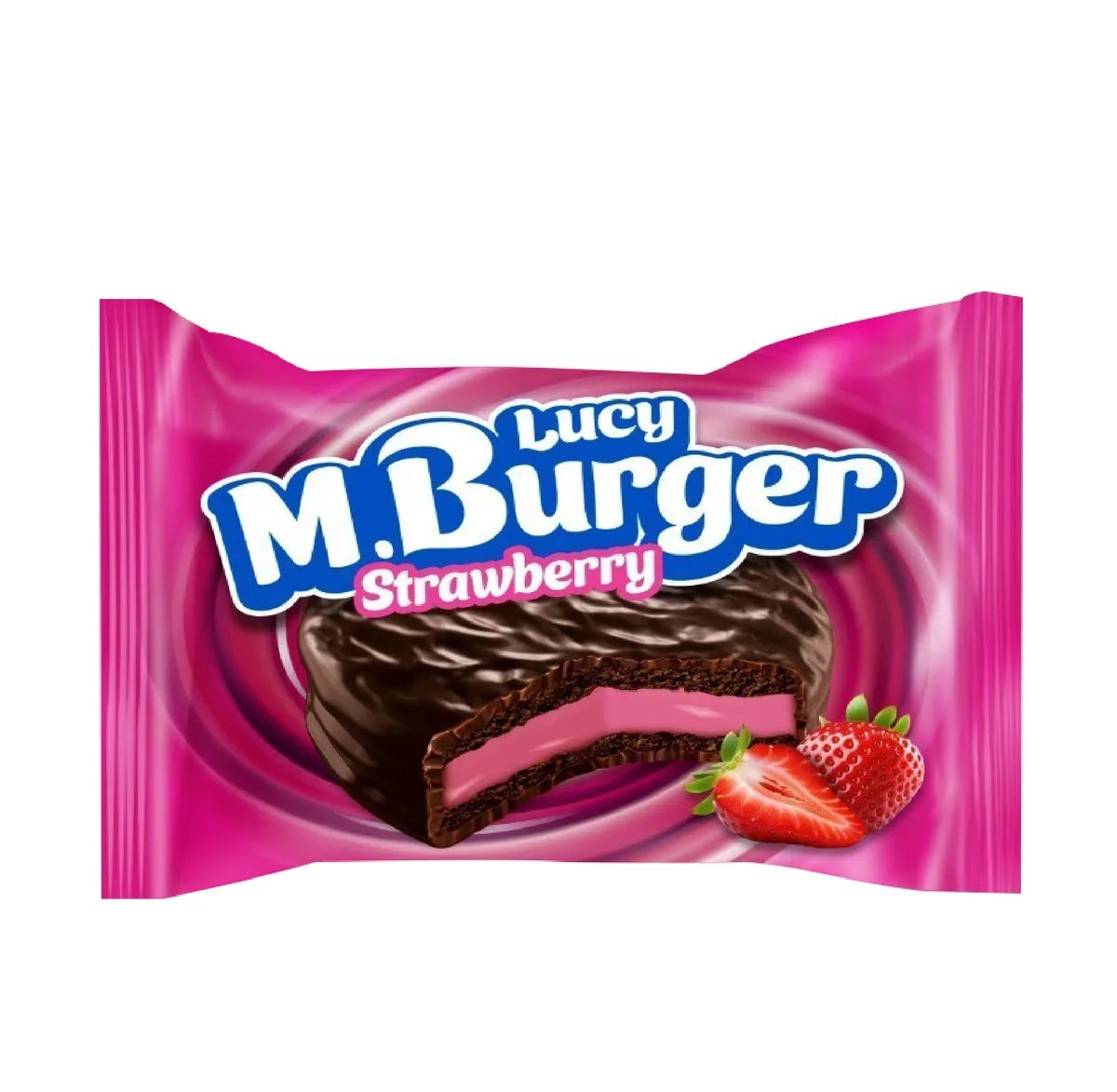 Burger M.BURGER – Biscuit cu Crema Aroma Capsuni si Glazura Cacao – 42g x 24