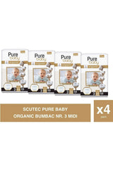 PureBaby Set of 4× Cotton Diapers No. 3