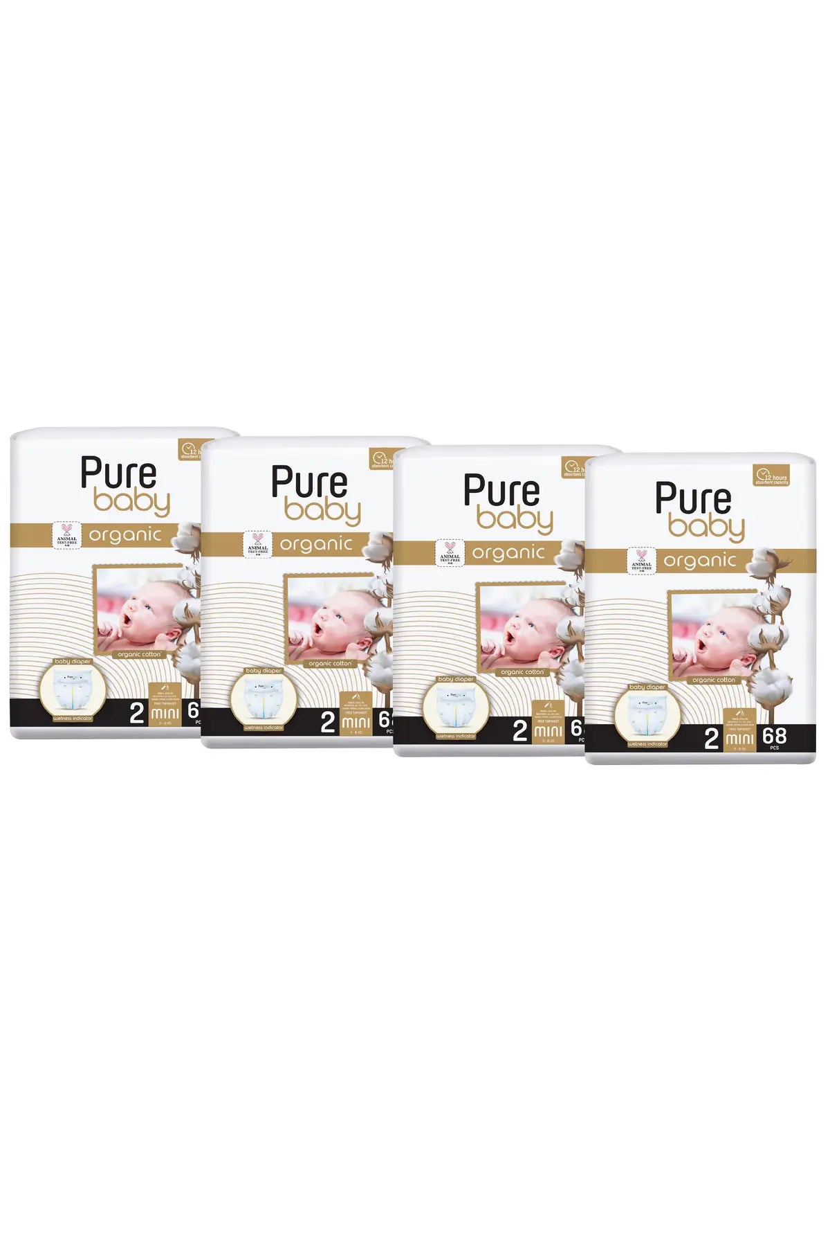 PureBaby Set 4× Cotton Diapers No. 2