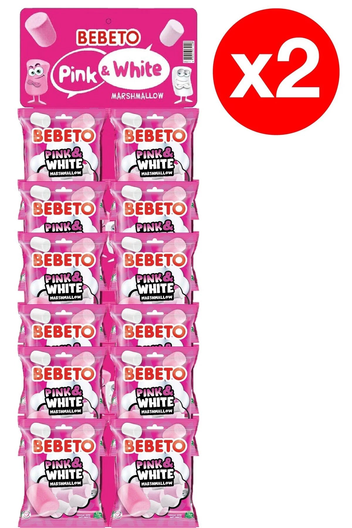 Pink & White Marshmallow Hanging Strip – 2 x 12 x 30 g