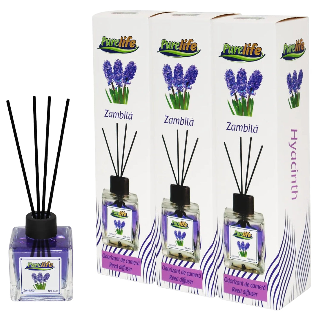PureLife Set 3 x Odorizant de cameră cu bețișoare PureLife – Zambilă – 120 ml