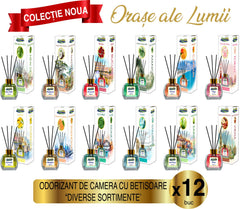 Pure Life – Reed Diffuser Set with Sticks, City Collection – Set of 12 x 120 ml