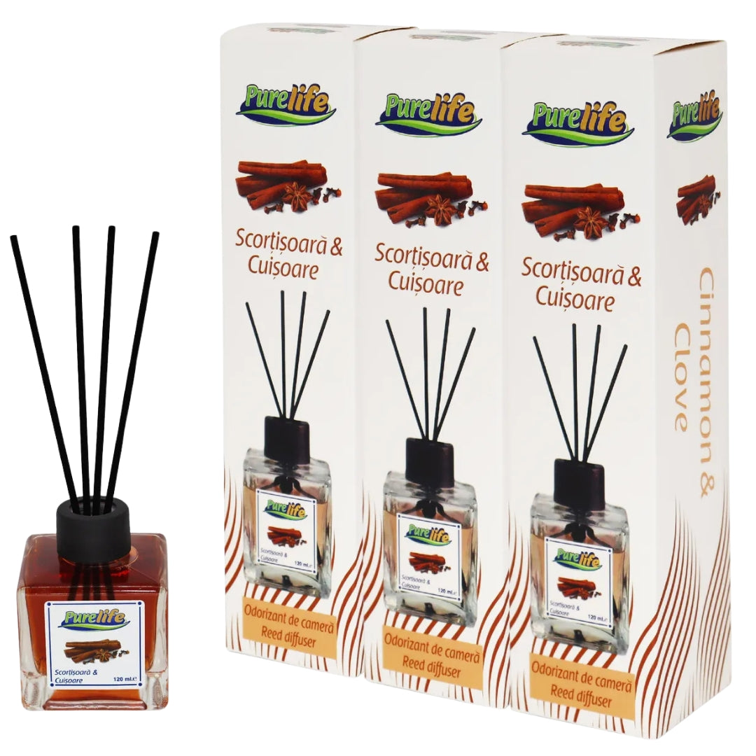 PureLife Set 3 x Odorizant de cameră cu bețișoare PureLife – Scorțișoară – 120 ml