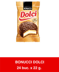 BONUCCI DOLCI - Biscuite sandwich cu glazura ciocolata si crema mashmallow 22g x 24